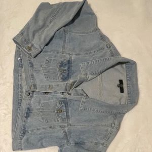 ASOS cropped denim jacket in blue wash